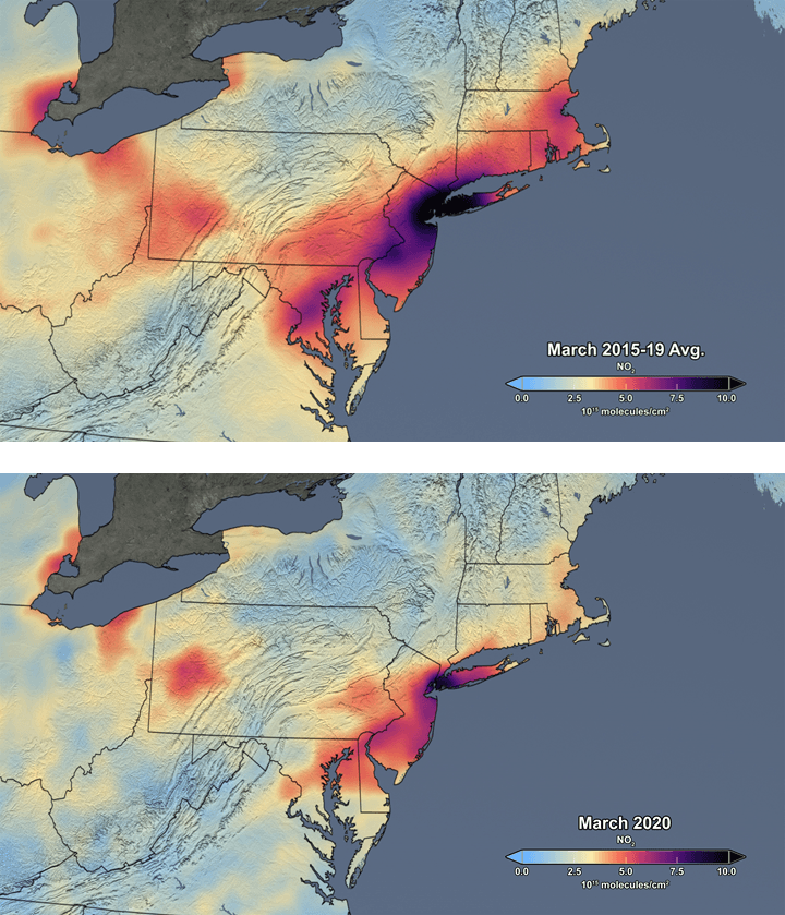 March 2015-19 Average NO2 levels map